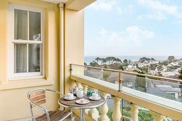 The beautiful views over Falmouth Bay from the balcony.
