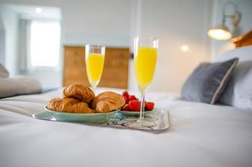 Breakfast in bed is a must on holiday.