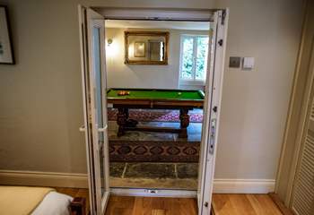 The view from the bedrooms towards the snooker room. Please note the floor is not level. 