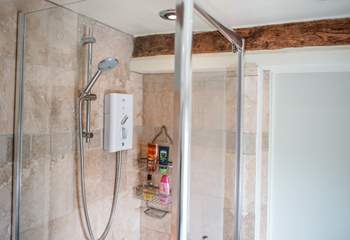 The fitted shower in the main bathroom.
