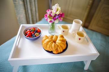 Breakfast in bed, well you are on holiday.
