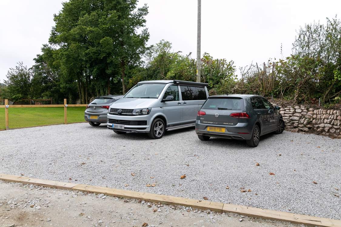 There is plenty of parking, this is shared by Cuddle Cabin which is also on the same site.