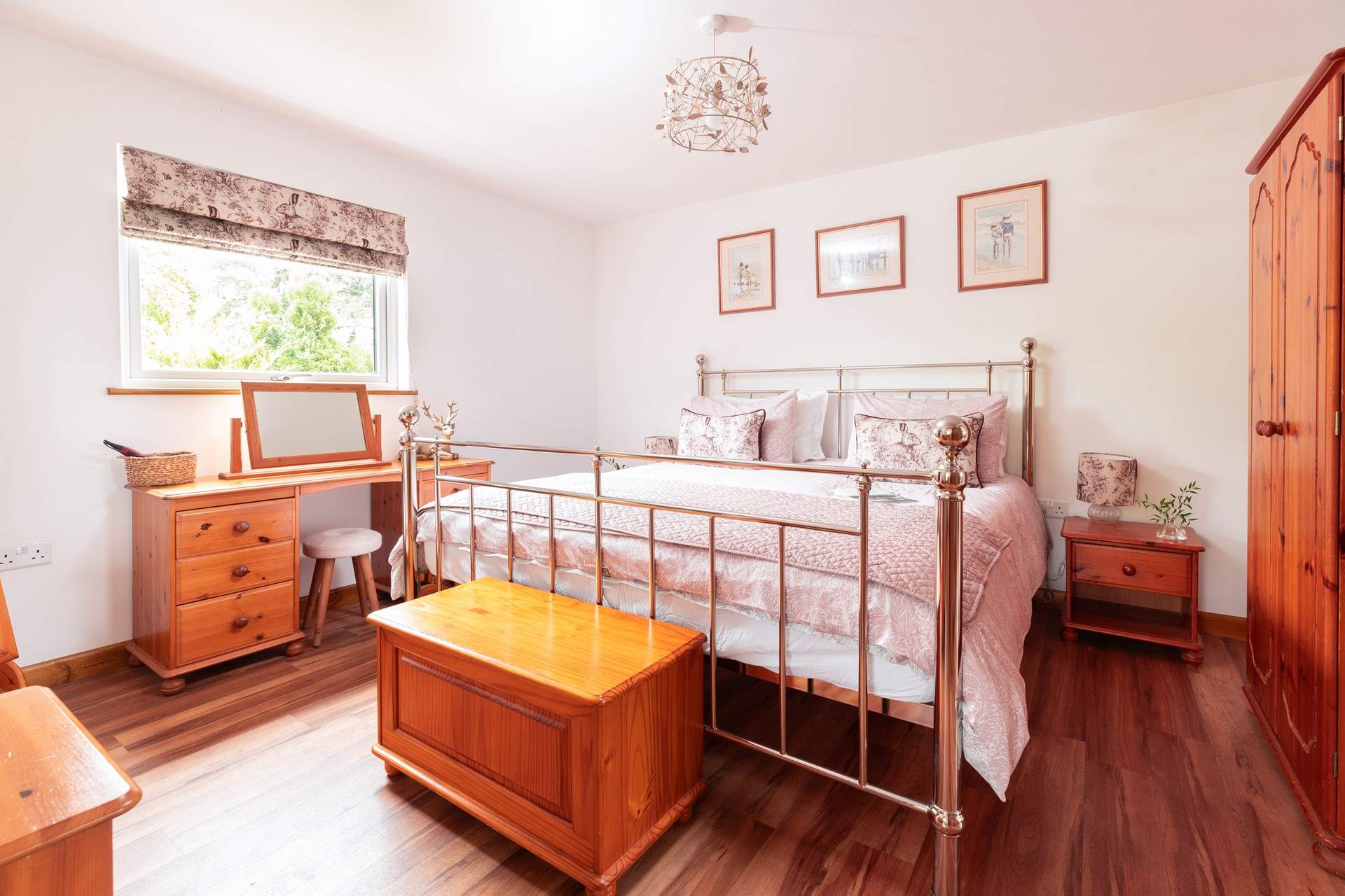 A super-king bed for a restful nights sleep.