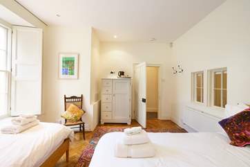 This twin bedroom is on the lower ground floor.