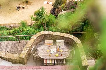 Lower terrace leading onto Castle Beach.