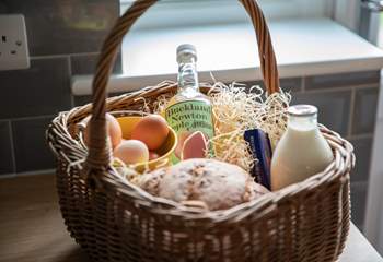 A welcome hamper full of local goodies awaits you.