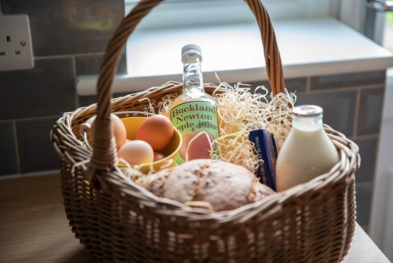 A welcome hamper full of local goodies awaits you.