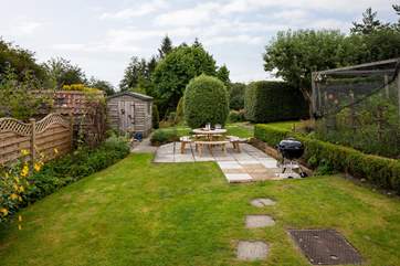 Looking down the garden from the back of the cottage.