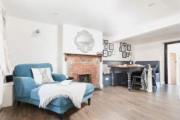 The living space flows through to the dining area.