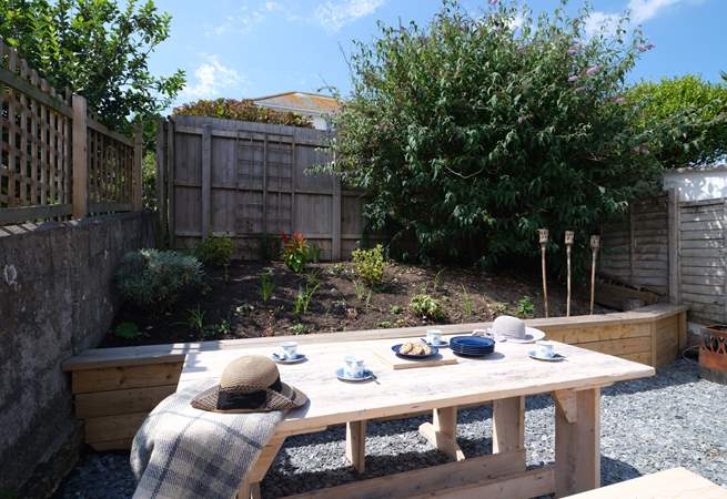 There are three choices for al fresco dining, the rear terrace gets the evening sun.