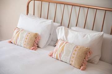 Beautiful linens and touches throughout.