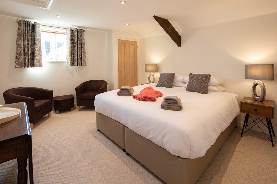 Bedroom 1 is home to this fabulous super-king size bed (which can also be made into single beds).