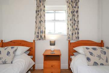 The twin bedroom overlooking the back garden.