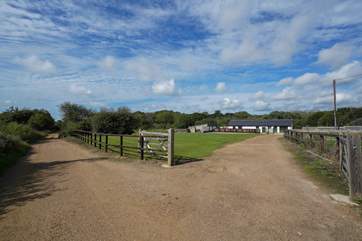 ... within 100 yards you will notice the barns on your right-hand side.