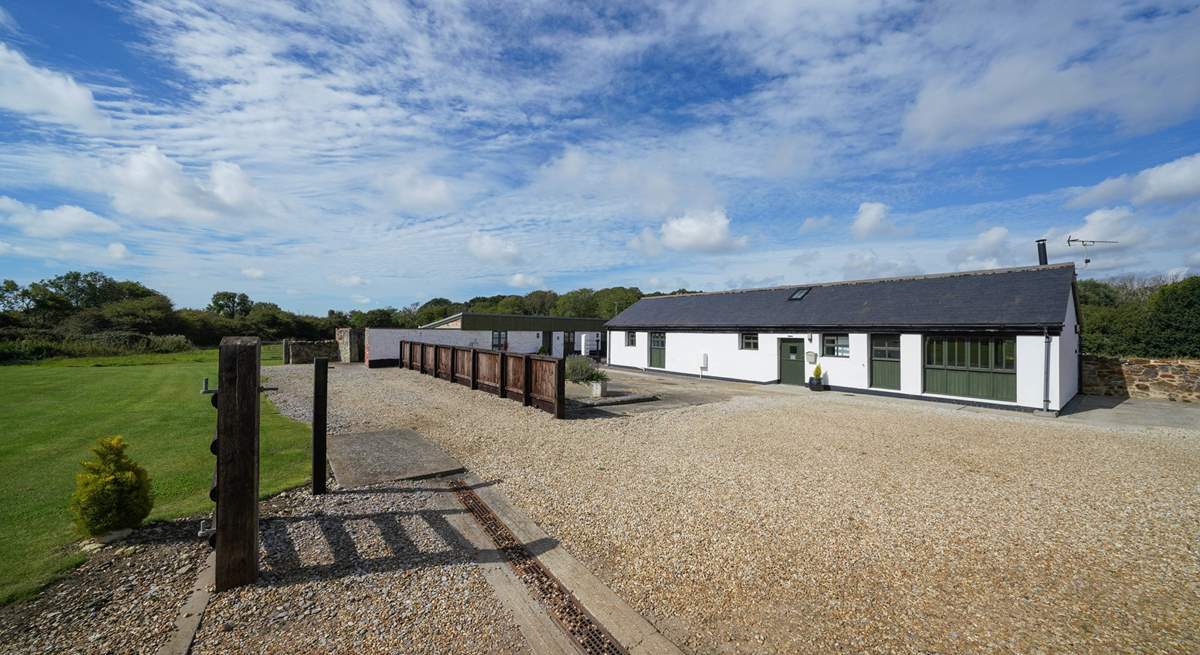 The main driveway and green are shared areas with the other three barns. 