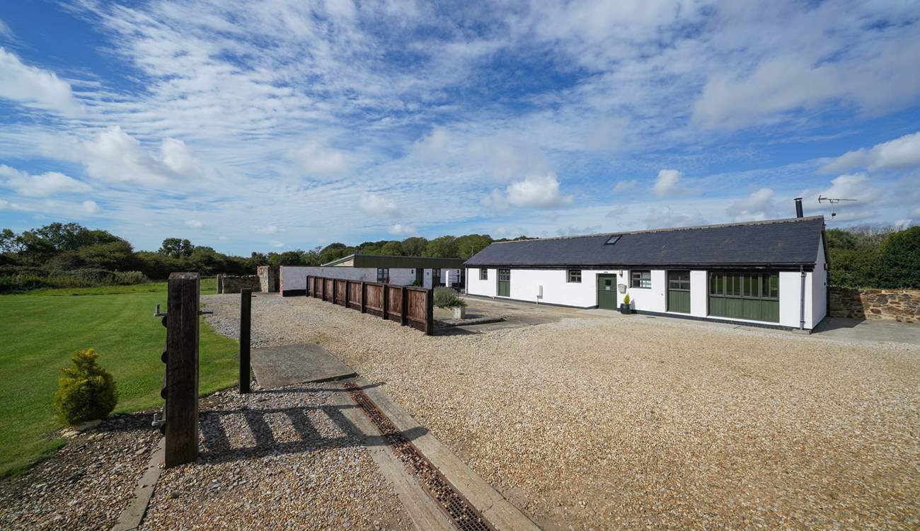 The main driveway and green are shared areas with the other three barns. 