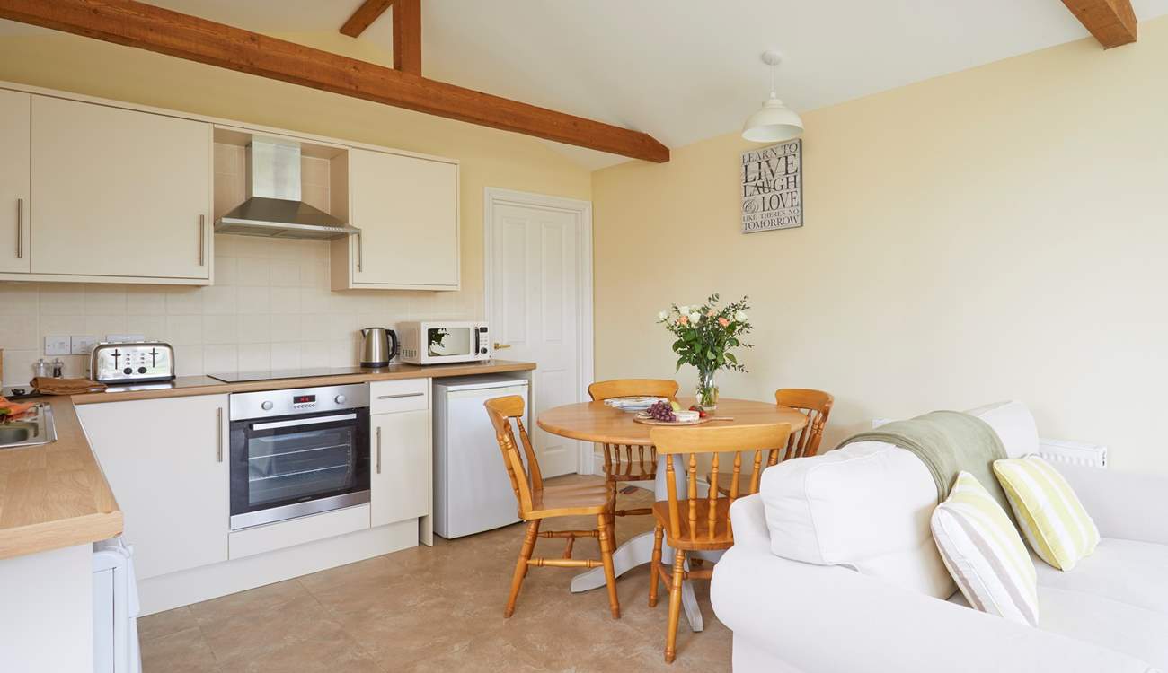 The kitchen is well-equipped for all your dining needs.