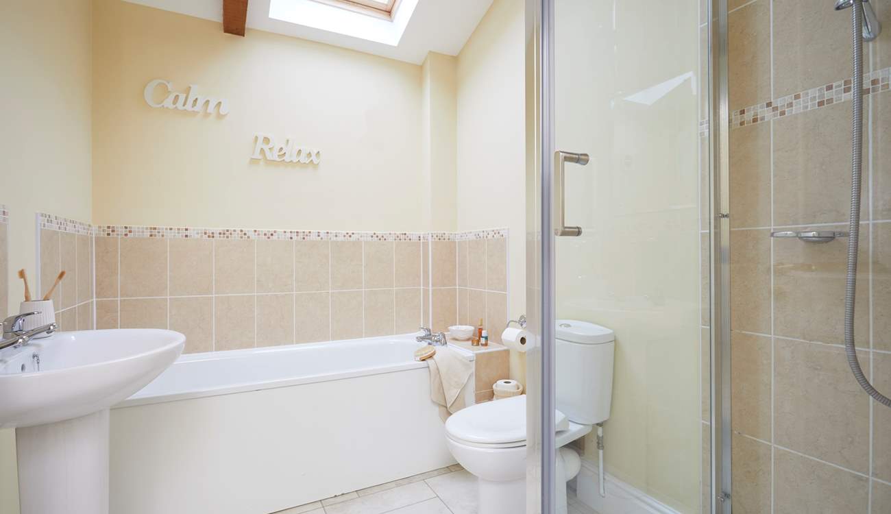 The family bathroom with separate shower.