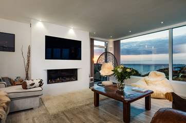 The cosy sitting-room, overlooking Porthtowan.