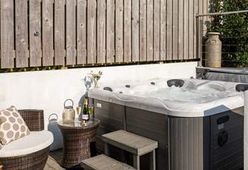 The rather fabulous hot tub is located on the terrace at the front of the property. 