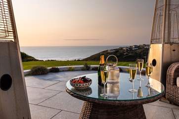 The terrace at dusk is the perfect spot to enjoy a pre dinner drink and watch the sunset.