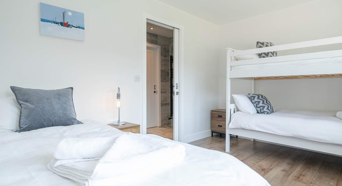 The ground floor bunk bedroom and single bed is perfect for the younger ones...