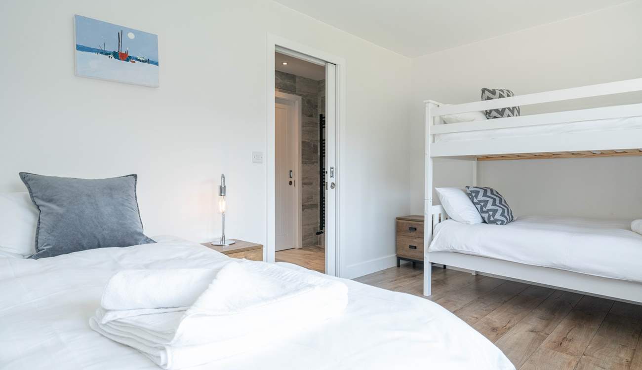 The ground floor bunk bedroom and single bed is perfect for the younger ones...