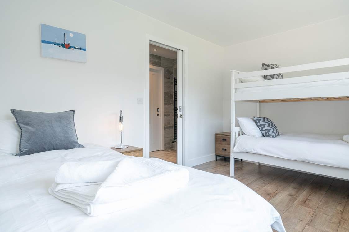 The ground floor bunk bedroom and single bed is perfect for the younger ones...