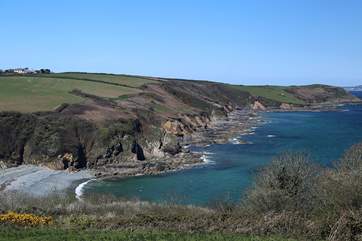 Roskorwell Manor can be see in the top left of the photograph, with Porthallow beach in the foreground.