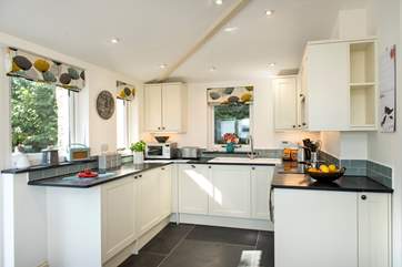 The kitchen-area is wonderfully light and airy.