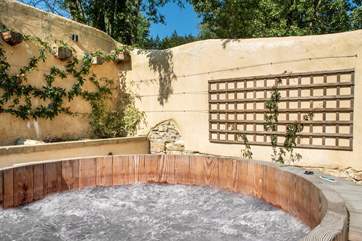 What a treat, a bubbly hot tub to relax in.