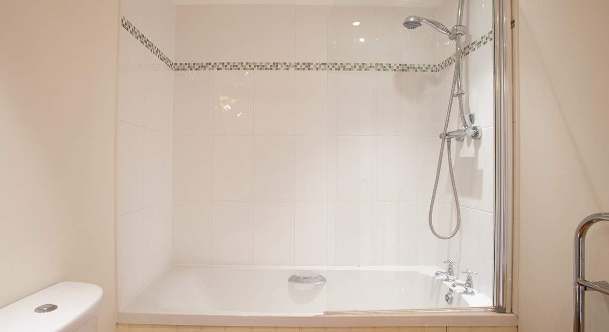 The bath also has a fitted shower.