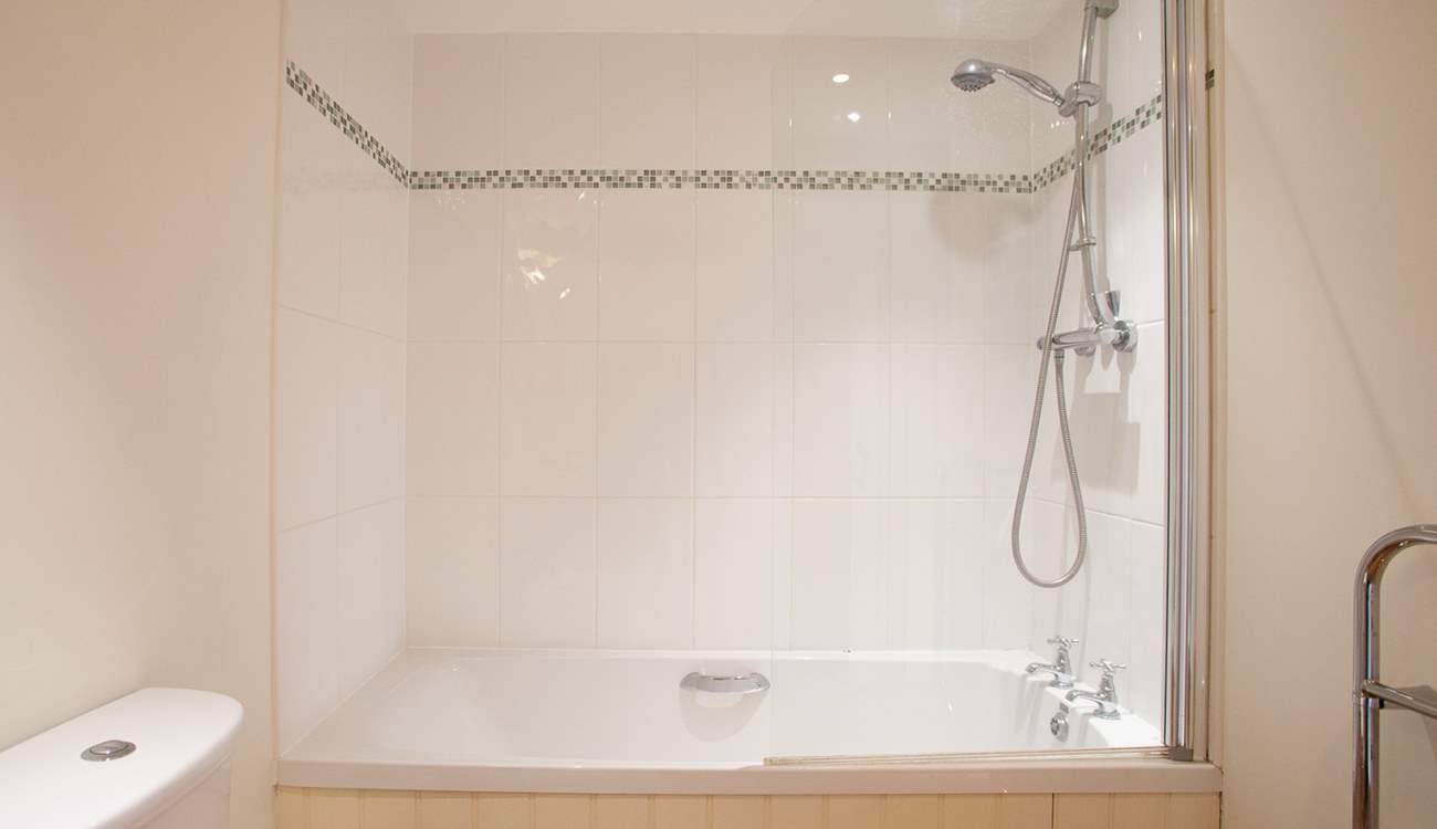 The bath also has a fitted shower.