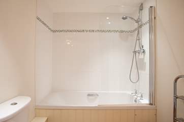 The bath also has a fitted shower.