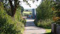 The lane that leads to the farmyard and Moorhen Cottage.