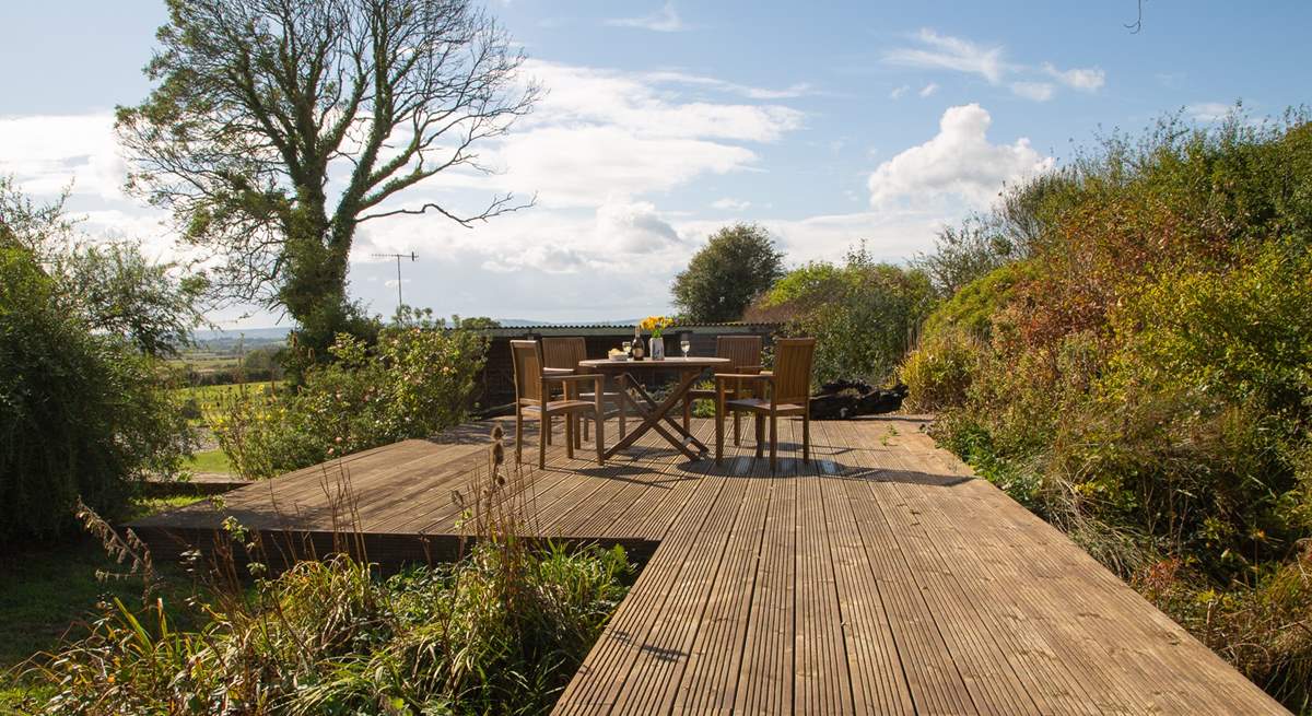 The large raised decking area .