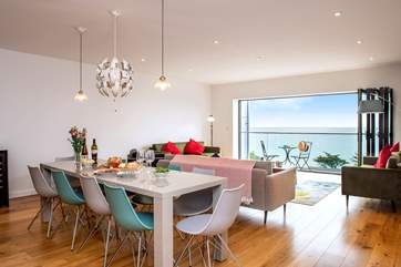 The open plan living-room is situated on the second floor to take full advantage of the view.