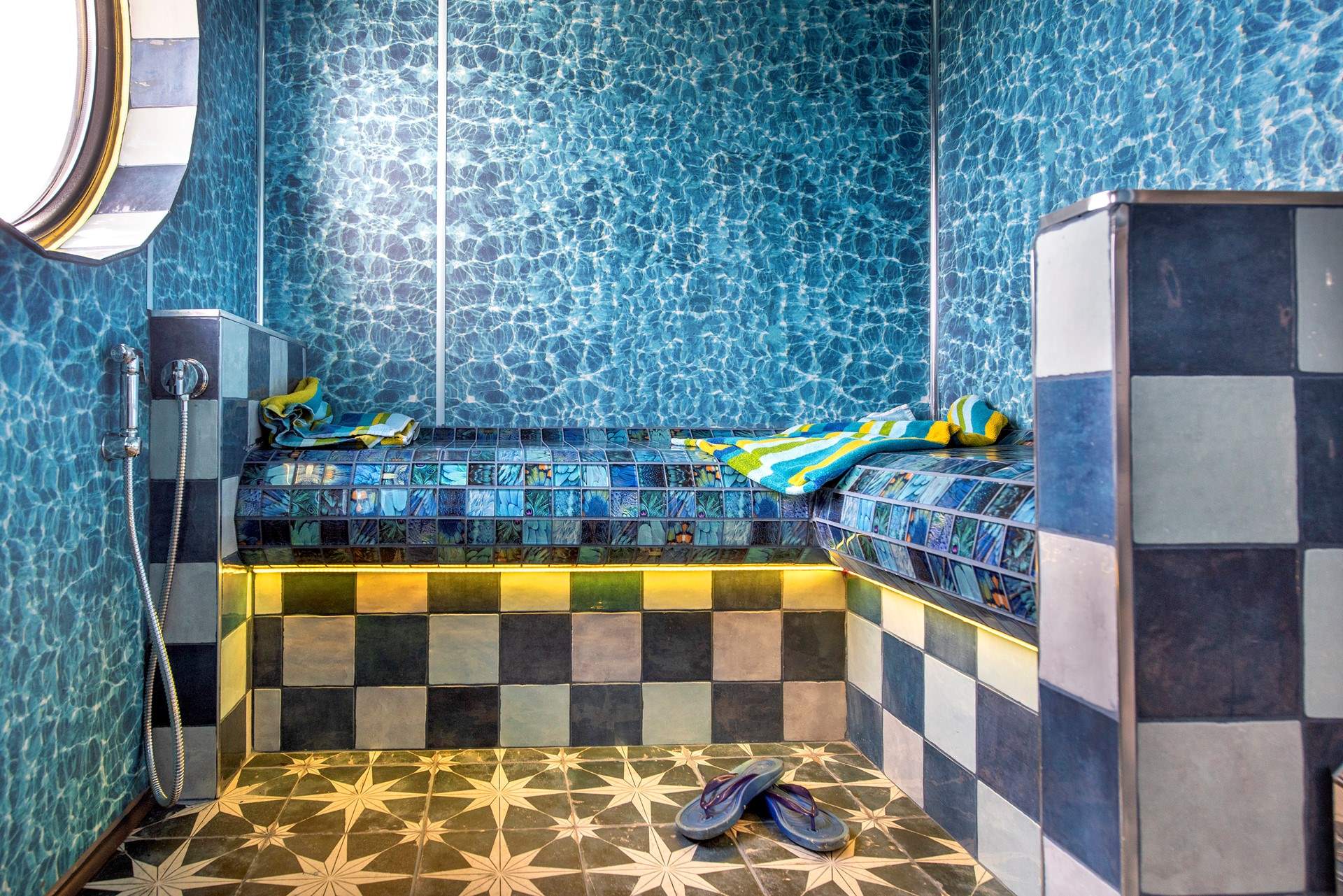 After a day at the beach, relax and unwind in the steam room.