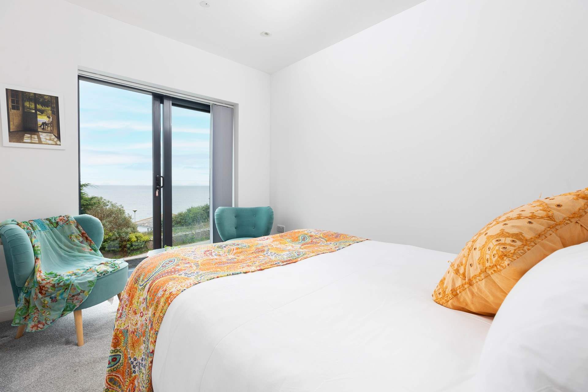 Bedroom 1 has a super-comfy bed which looks right out at the view.