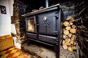 The Esse Ironheart stove in the kitchen keeps it toasty during the colder night and days.