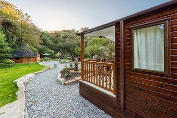 The Lodge faces out towards the BBQ hut and lake.
