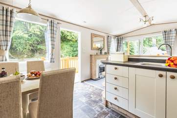 The sociable open plan kitchen, dining and living area.