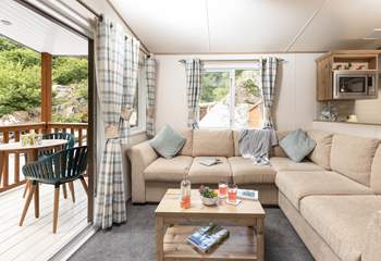Take a seat on the sofa, or on the decking and simply enjoy being surrounded by nature!