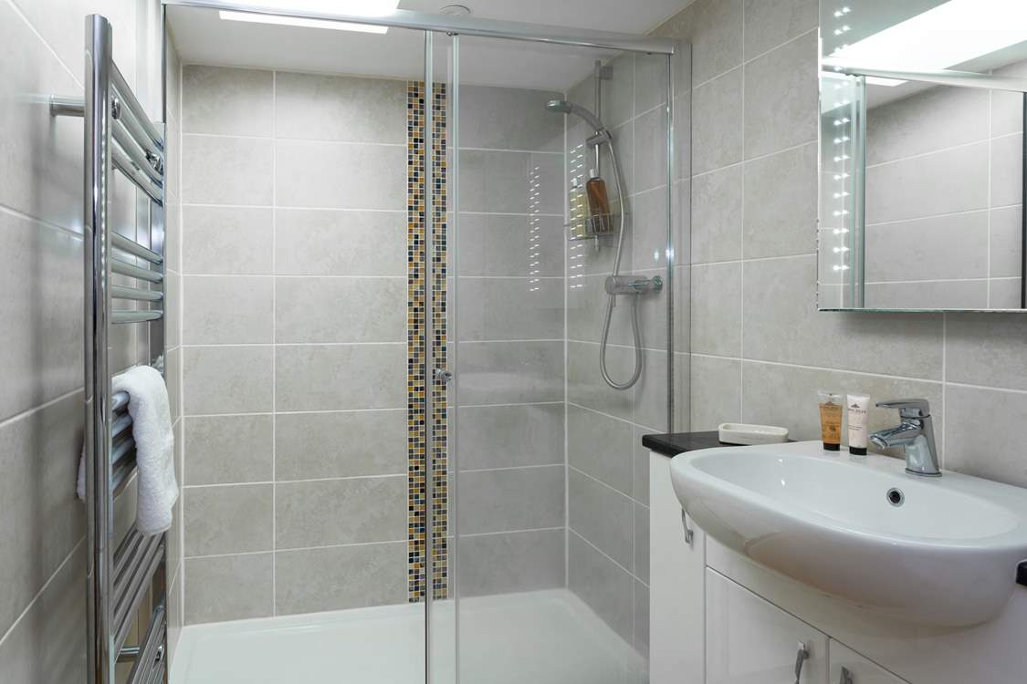 The enclosed shower is perfect for washing sandy toes and salty hair.