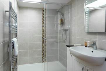The enclosed shower is perfect for washing sandy toes and salty hair.