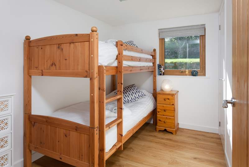 Bedroom 2 has three-foot bunk-beds. 