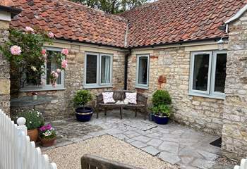 The pretty courtyard is a real sun-trap.