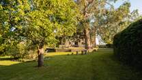 Lovely views from the mature garden looking back towards the house.