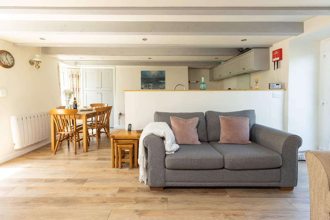 The open plan living space is lovely and light.