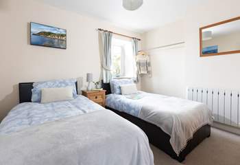 The twin bedroom is perfect for children and friends alike. 